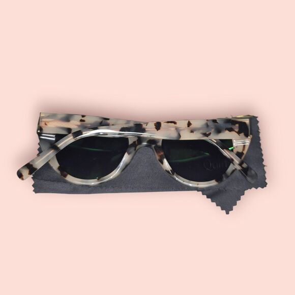 Quince Capri Polarized Acetate Sunglasses White Tortoise Gray Gradient Cat Eye